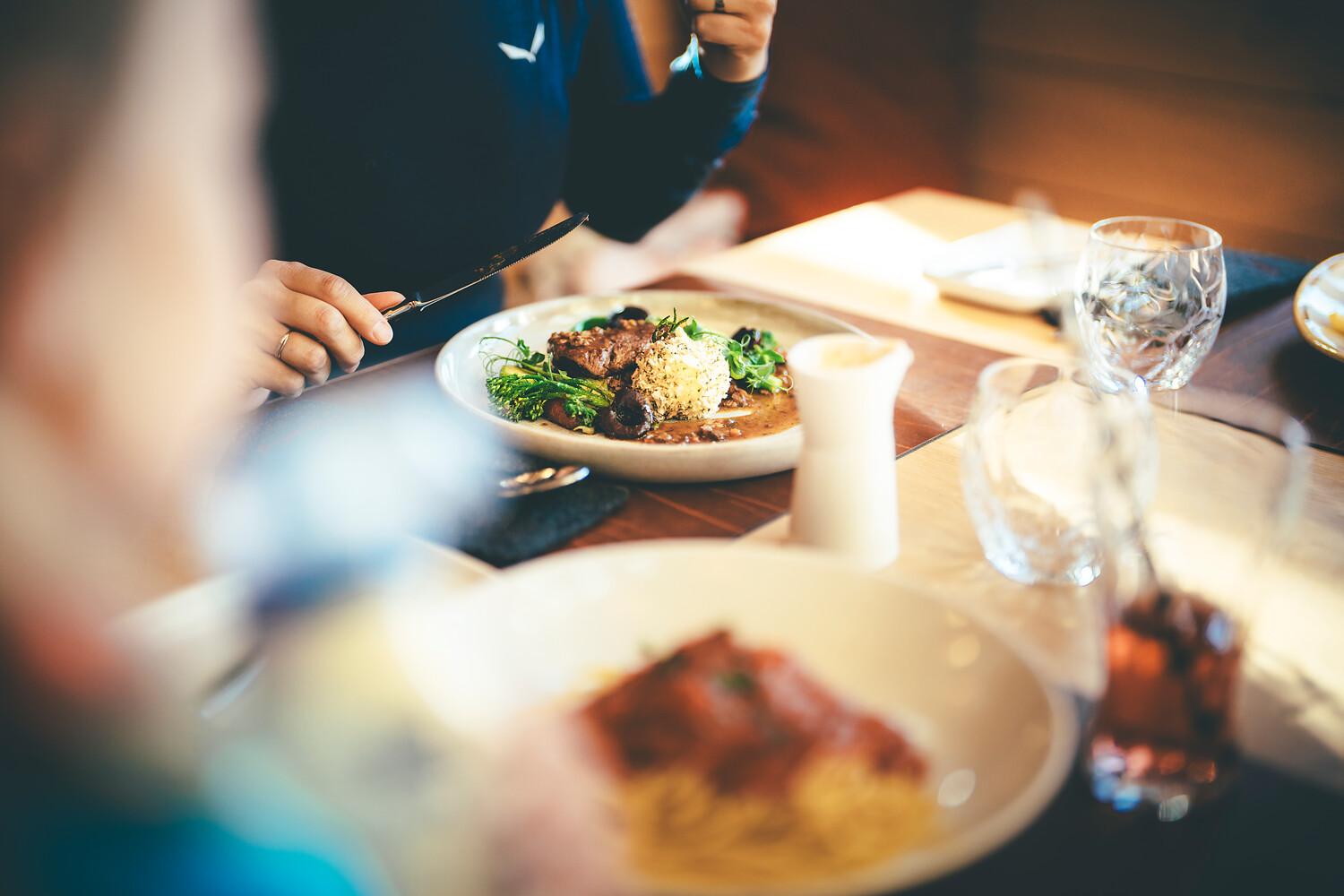 Eating a meal in St Anton Austria