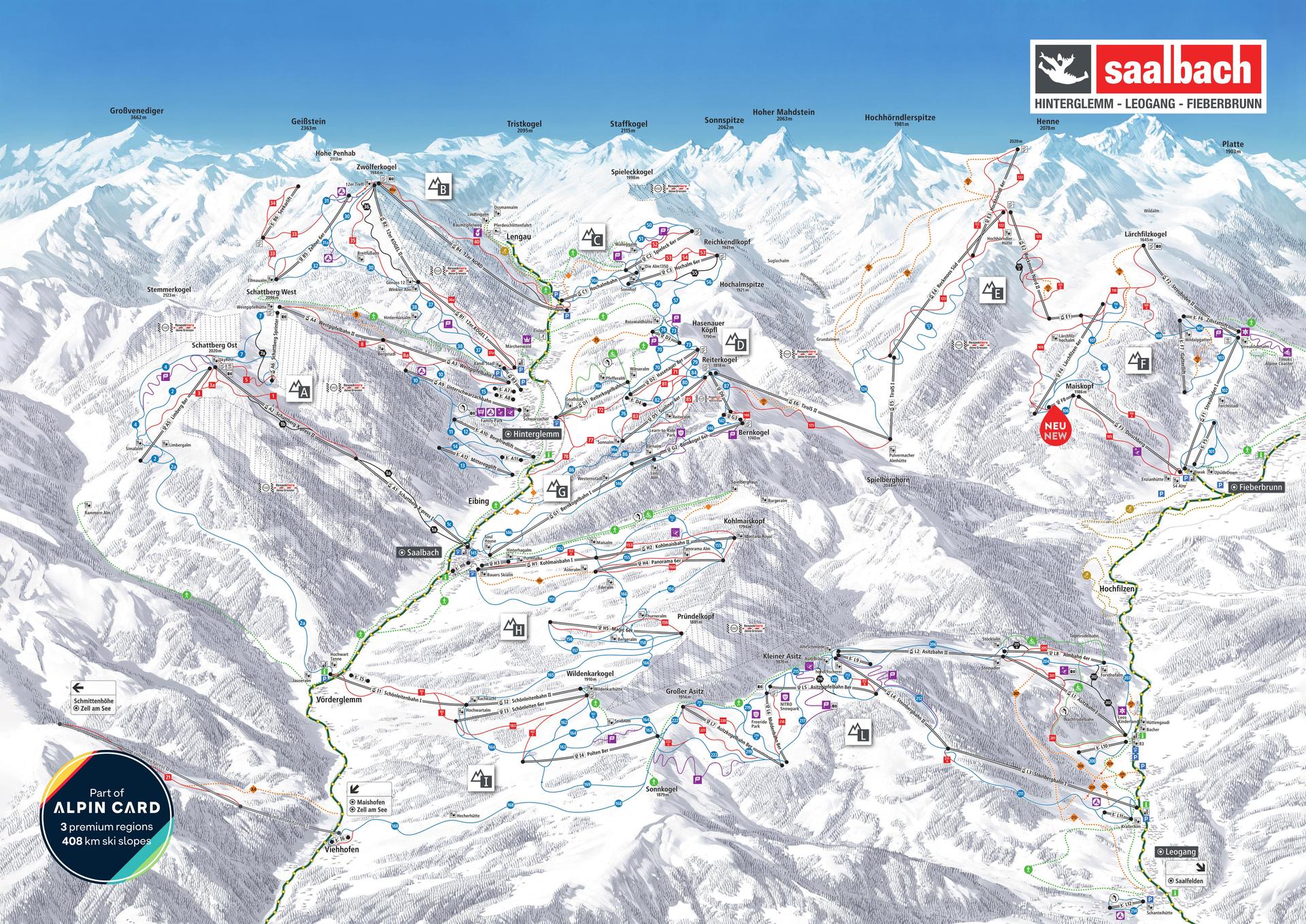Saalbach-Viehhofen ski map