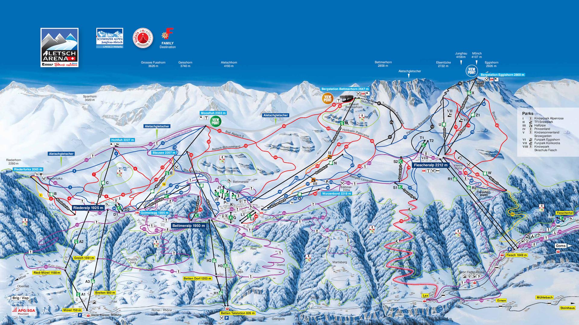 Bettmeralp ski map