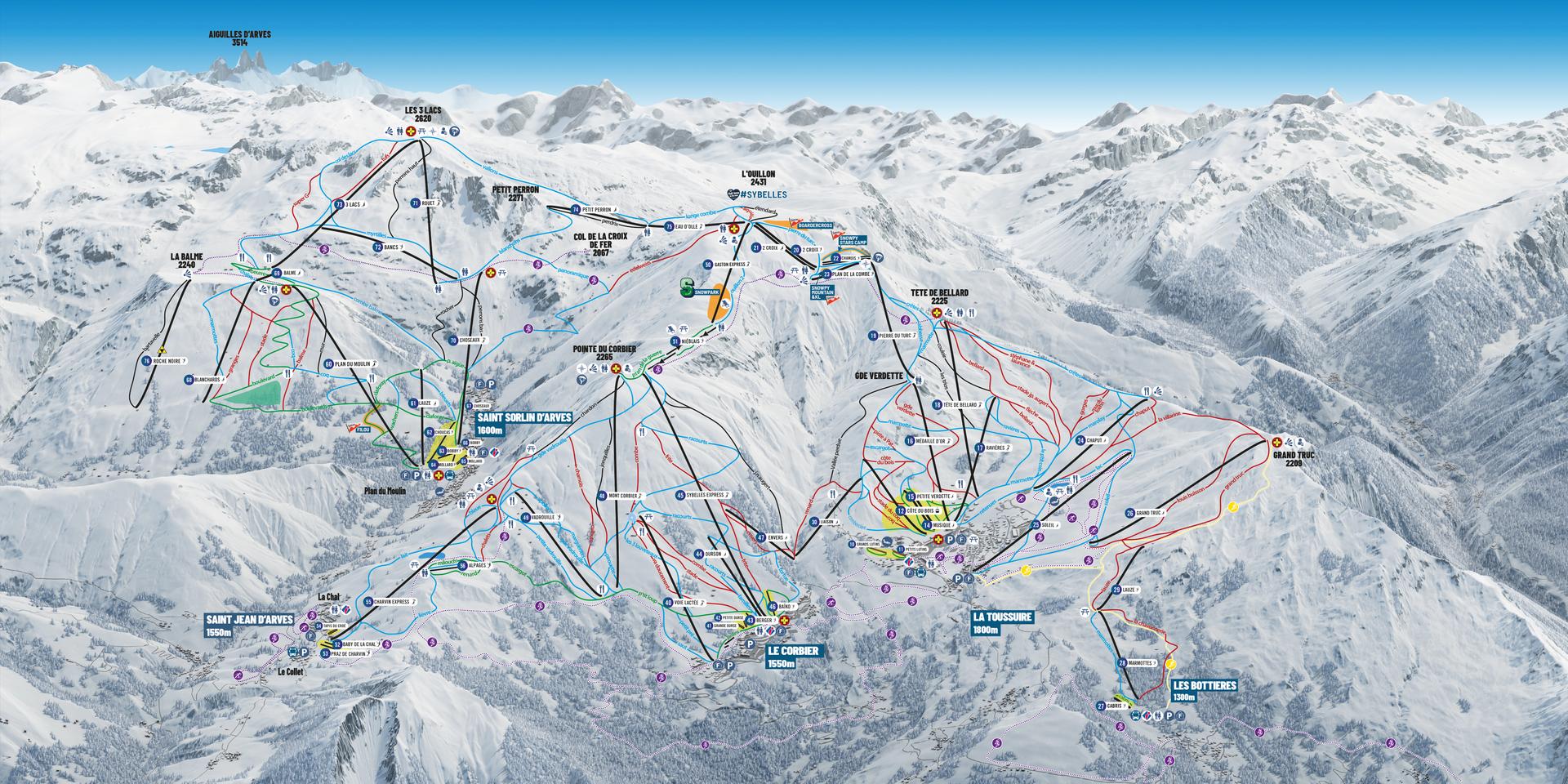 Le Corbier ski map