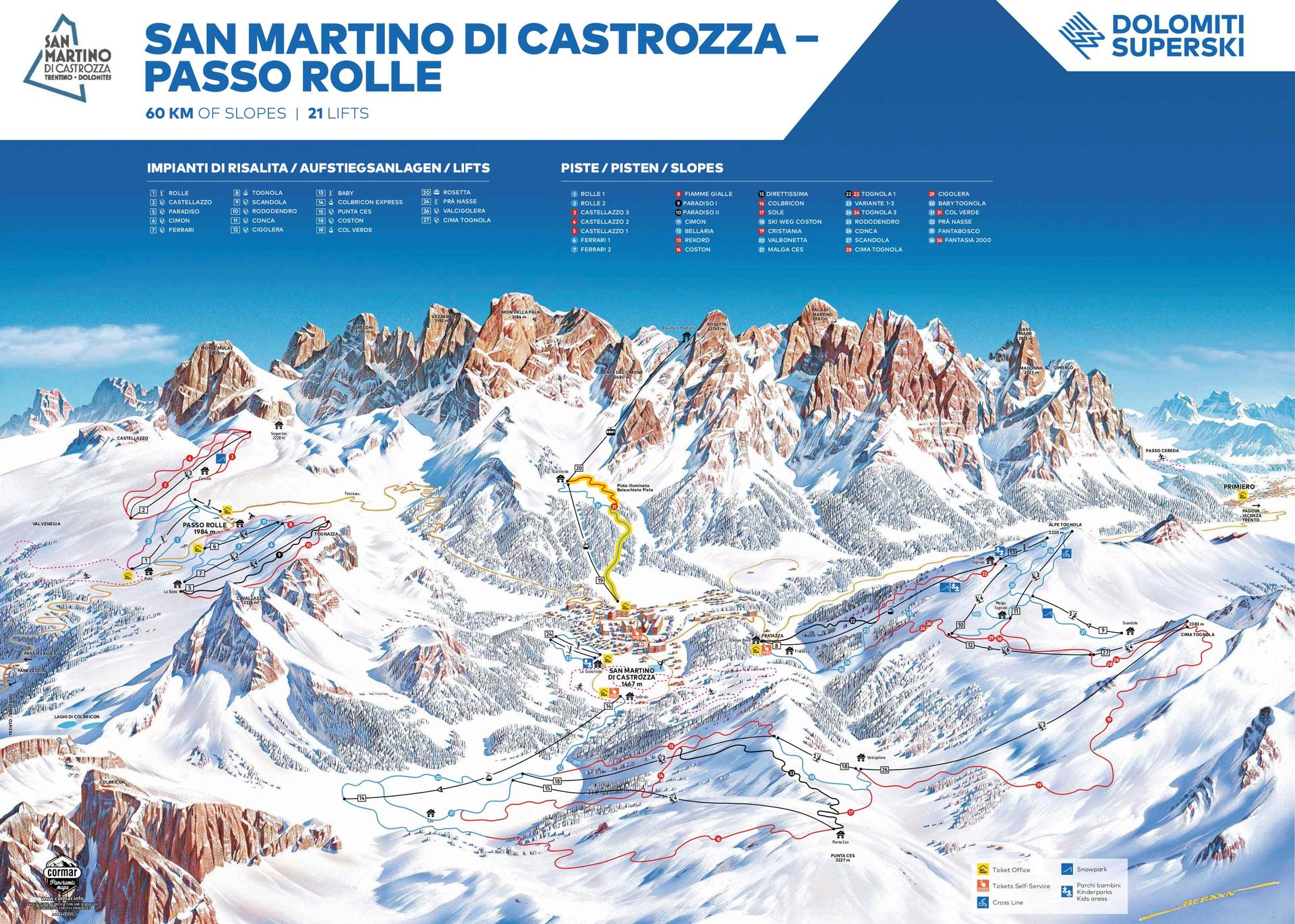 San Martino di Castrozza ski map
